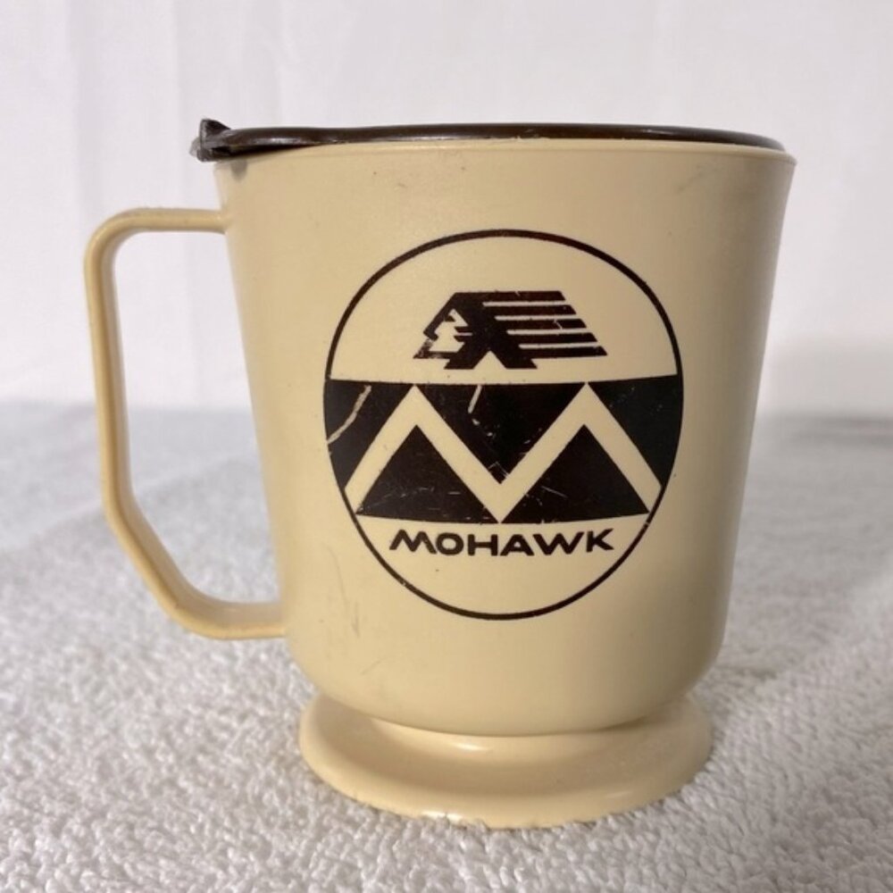 Vintage Mohawk Gas Station Plastic Travel Mug Coffee Cup To Go Cup With Lid